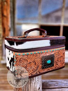Handtooled Leather And Cowhide Jewelry Case